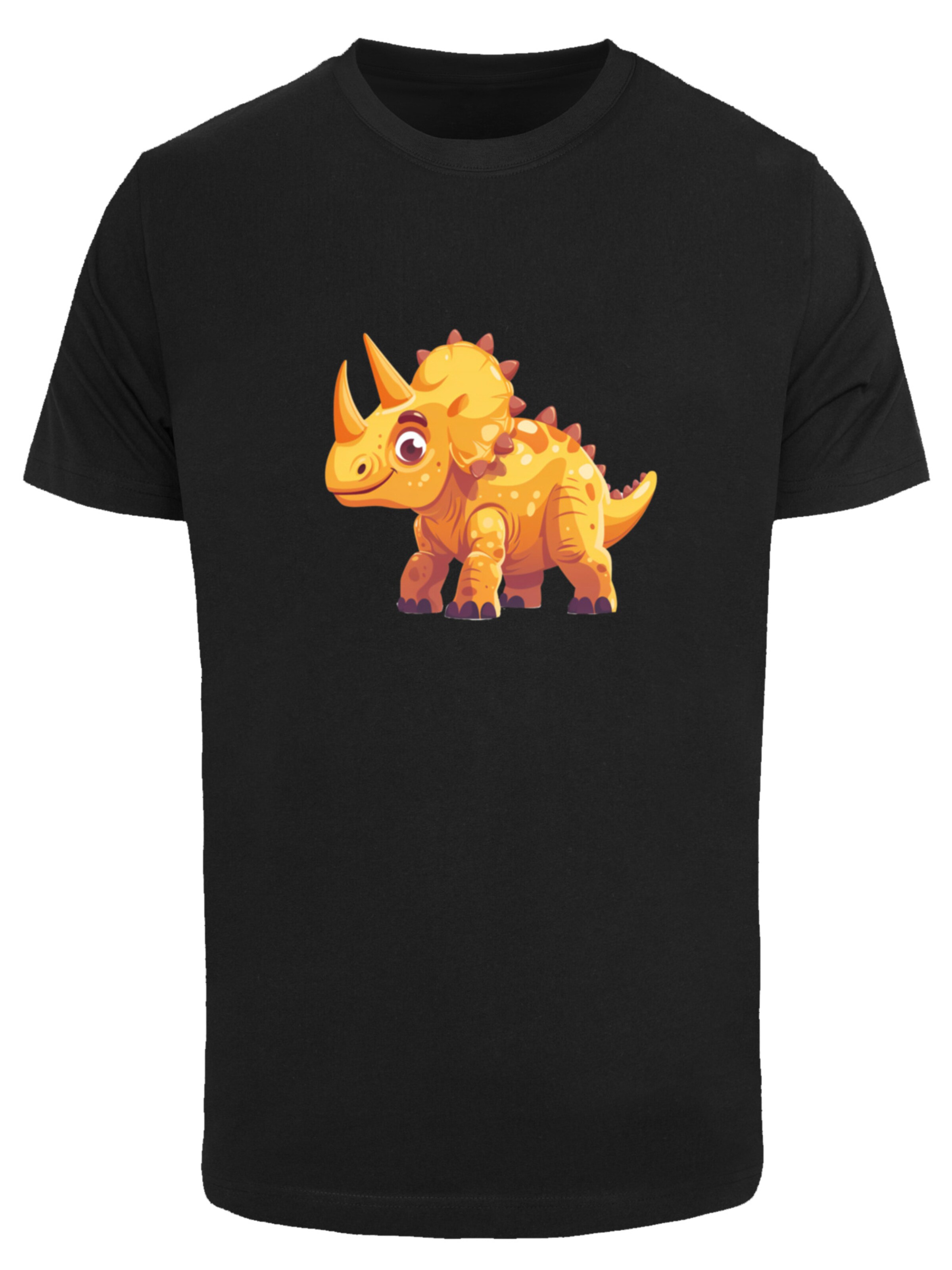 T-Shirt 'Süßer Triceratops Dinosaurier' F4NT4STIC en noir : devant