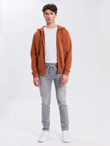 Cross Jeans Zip-Up Hoodie ' 25316 ' in Brown