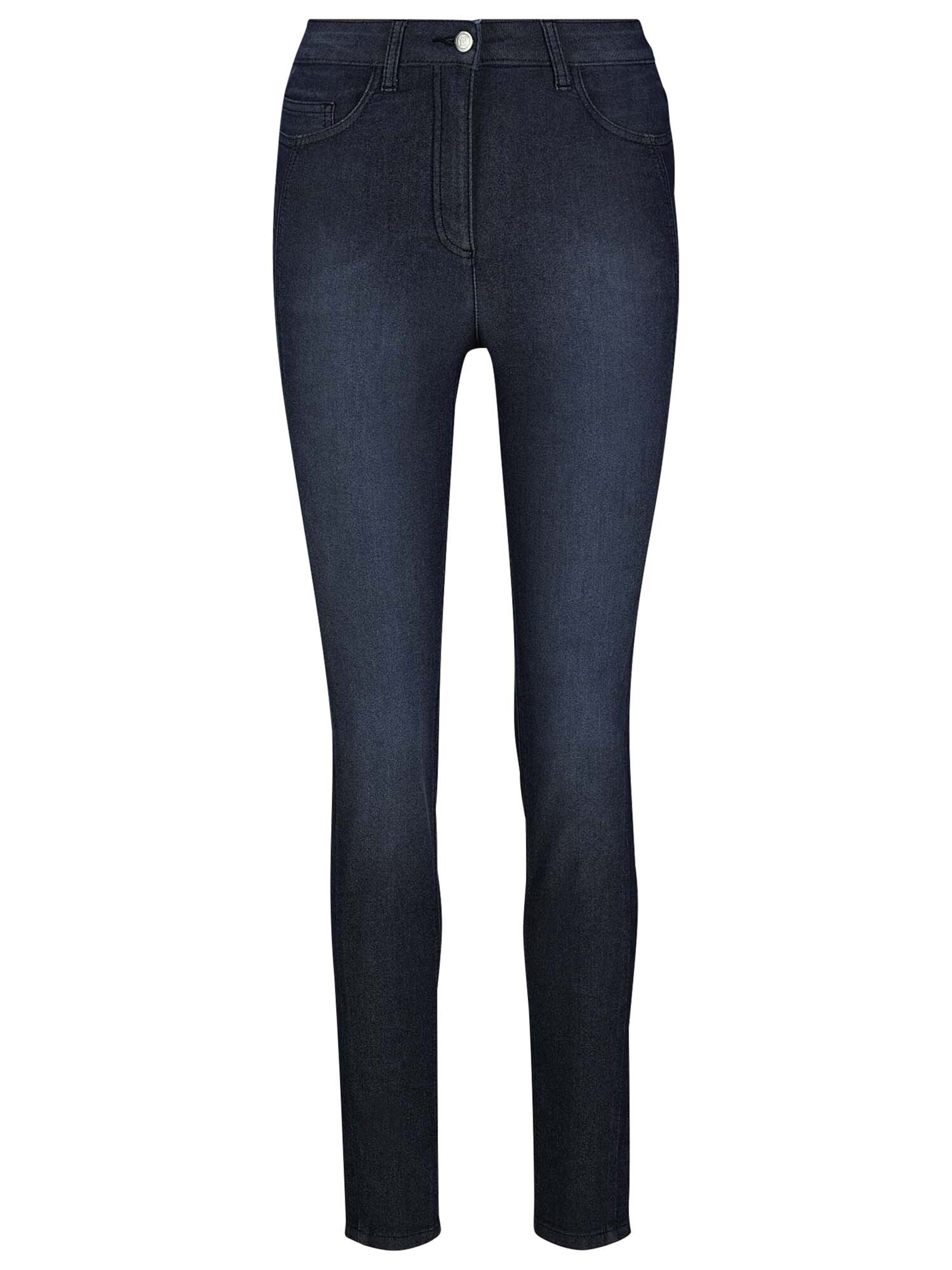 MADELEINE Jean en bleu marine, Vue avec produit