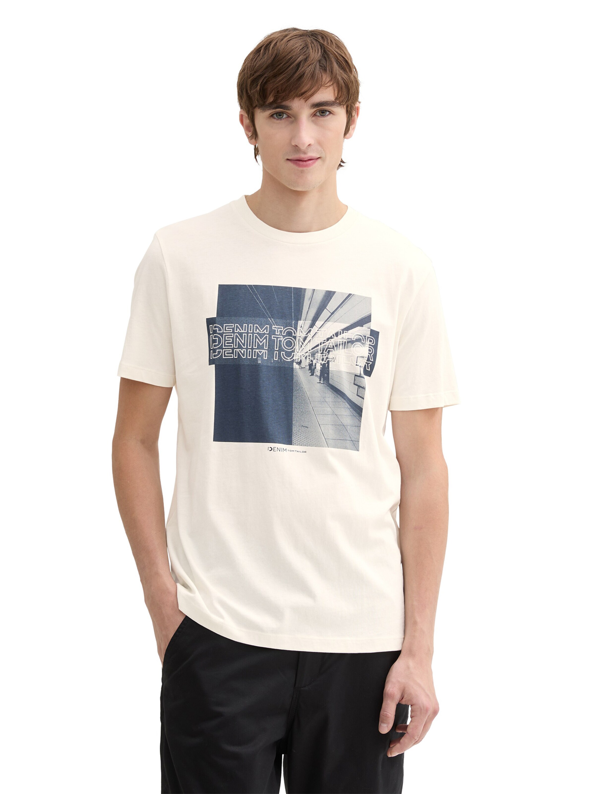 TOM TAILOR DENIM Μπλουζάκι σε λευκό: μπροστά