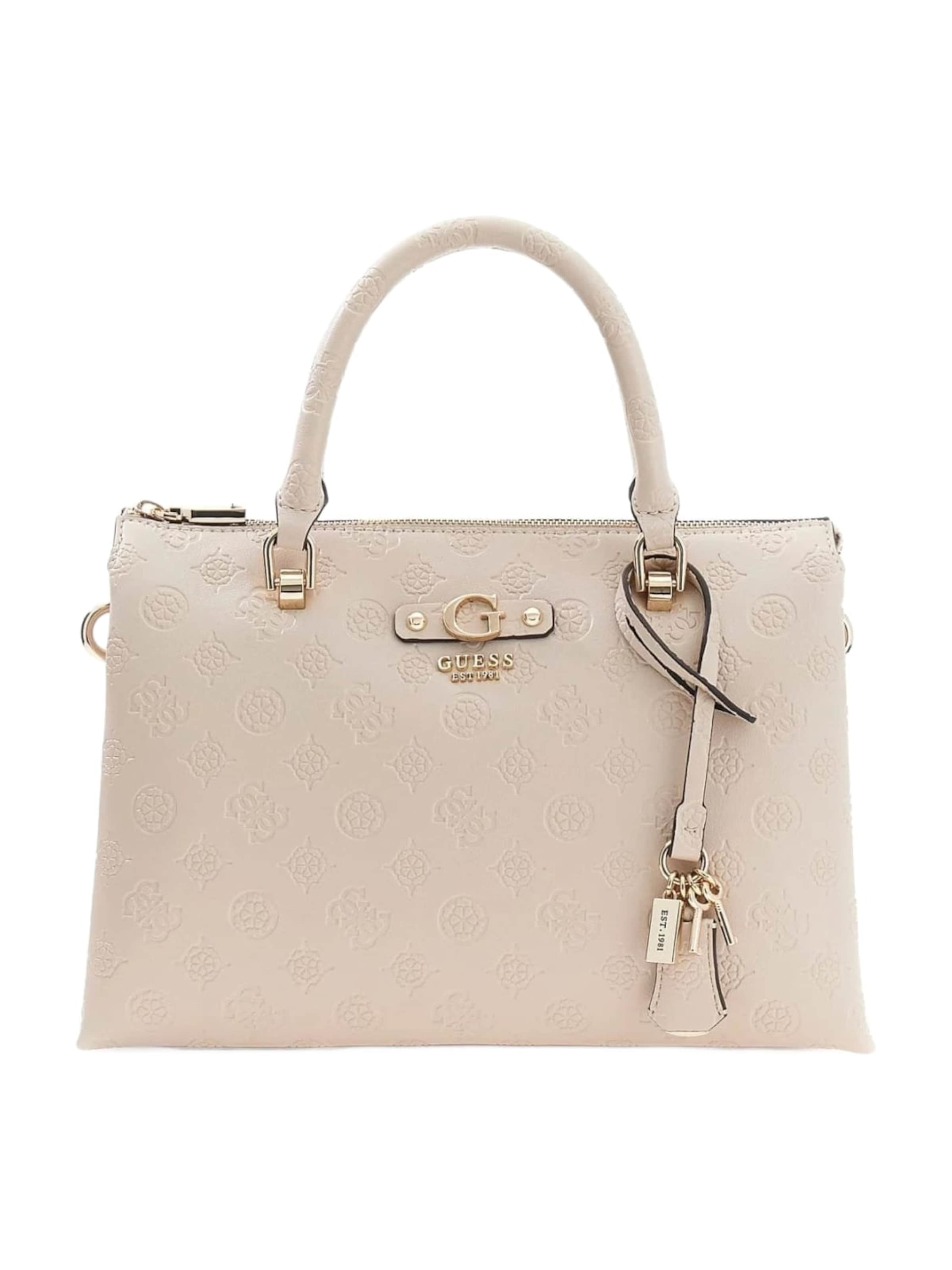 bēšs GUESS Rokassomiņa 'Guess Sac Bandoulière Dita Dome Satchel Light Taupe Logo': no priekšpuses