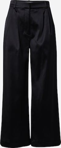 Abercrombie & Fitch - Pierna ancha Pantalón plisado en negro: frente
