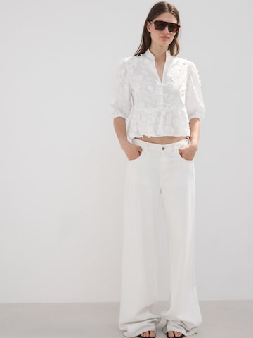 MANGO Bluse 'CAPUCHIN' in Weiß