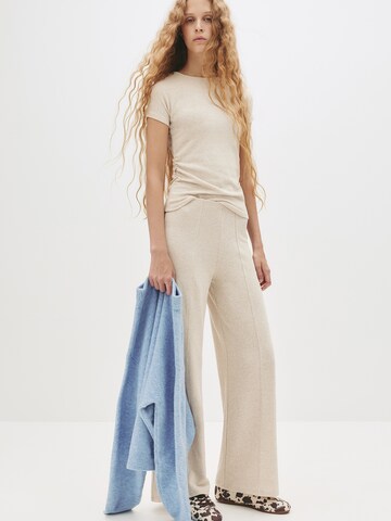 Pull&Bear Wide leg Trousers in Beige
