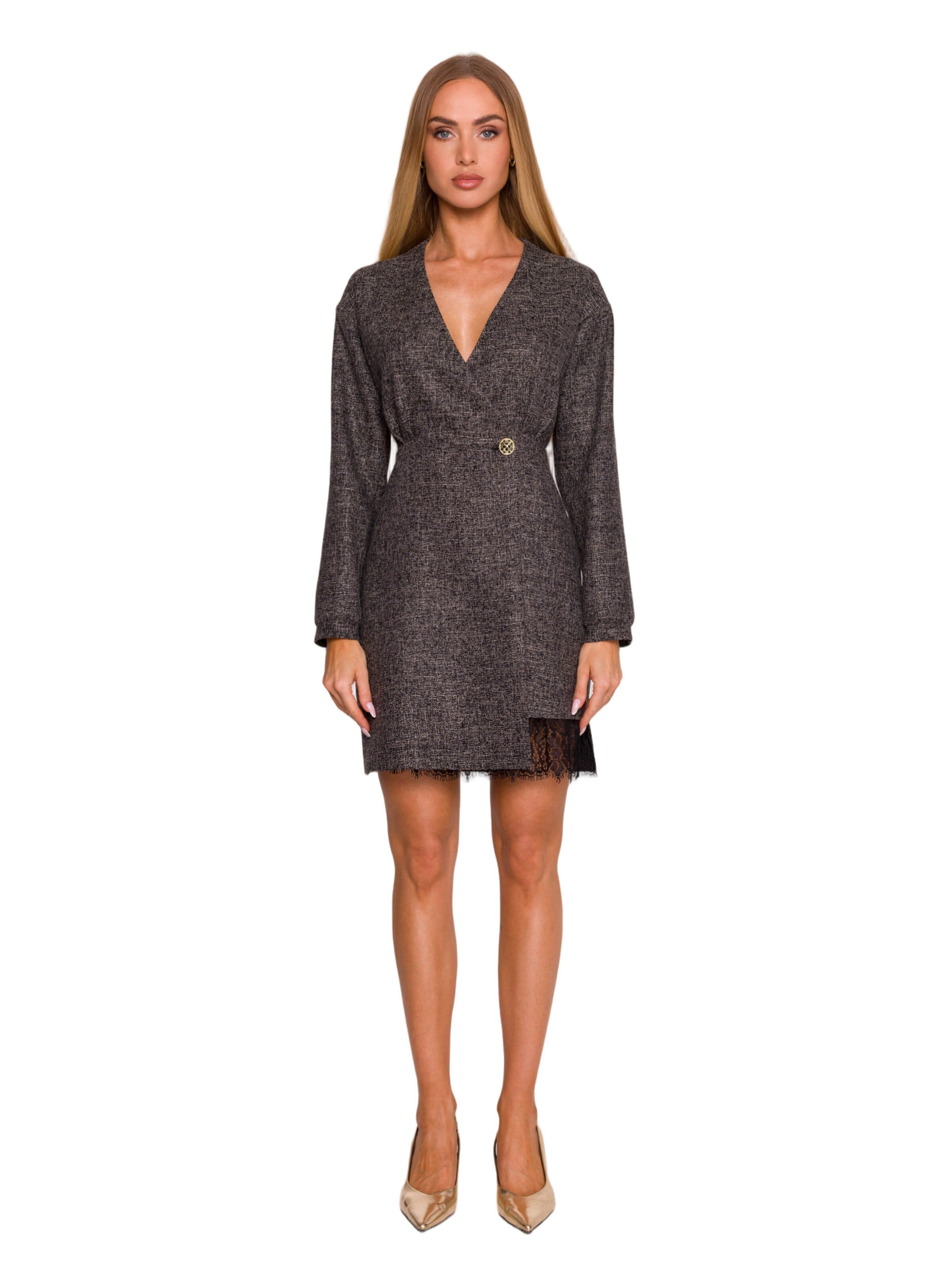 Rochie 'Sukienka tweedowa z koronką' de la made of emotion pe negru