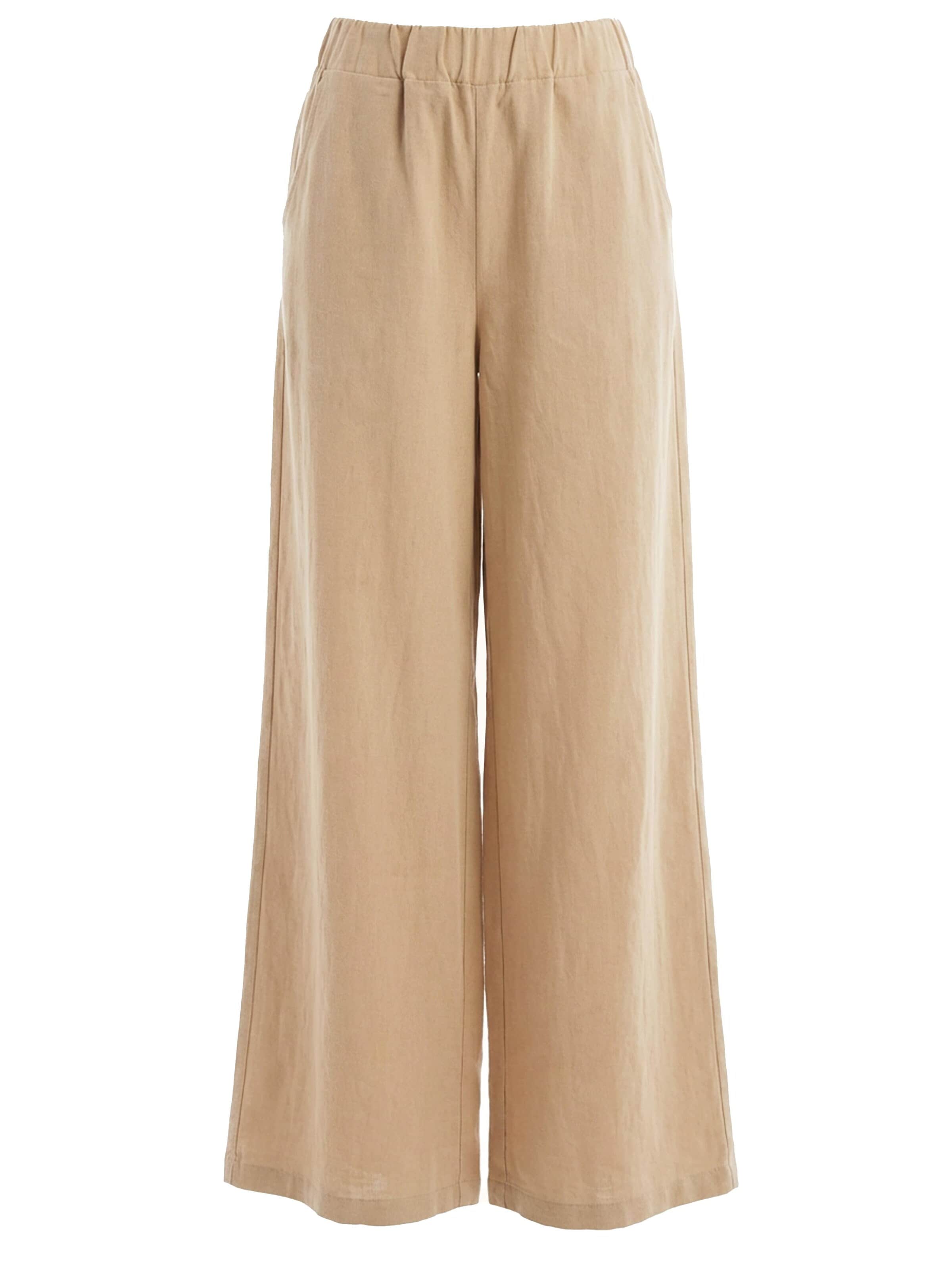 Honnête Atelier Wide leg Broek 'Nina' in Bruin: voorkant