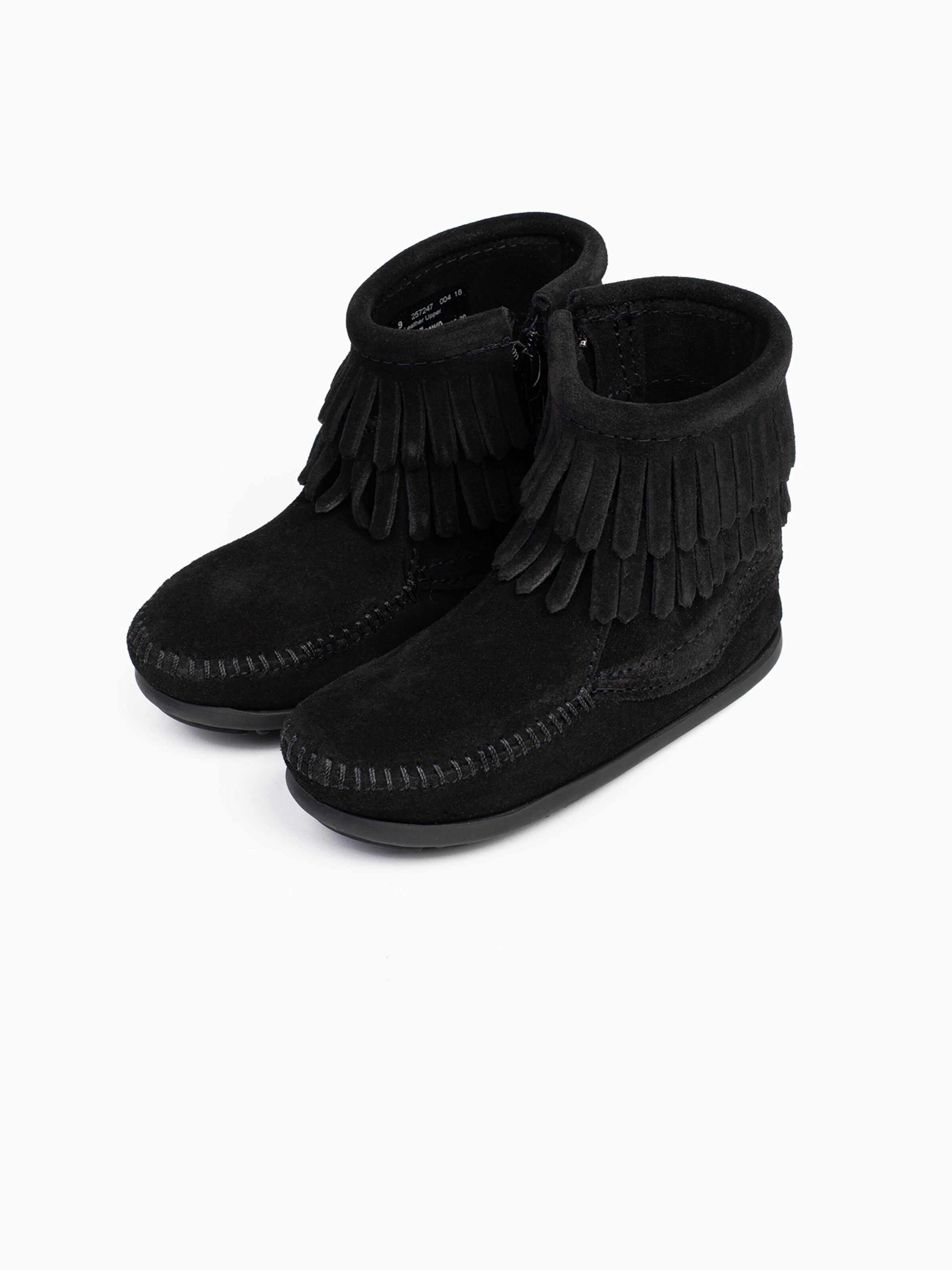 Minnetonka Škornji 'Double fringe' | črna barva