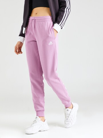 ADIDAS SPORTSWEAR - Tapered Calças de desporto 'Essentials' em roxo: frente