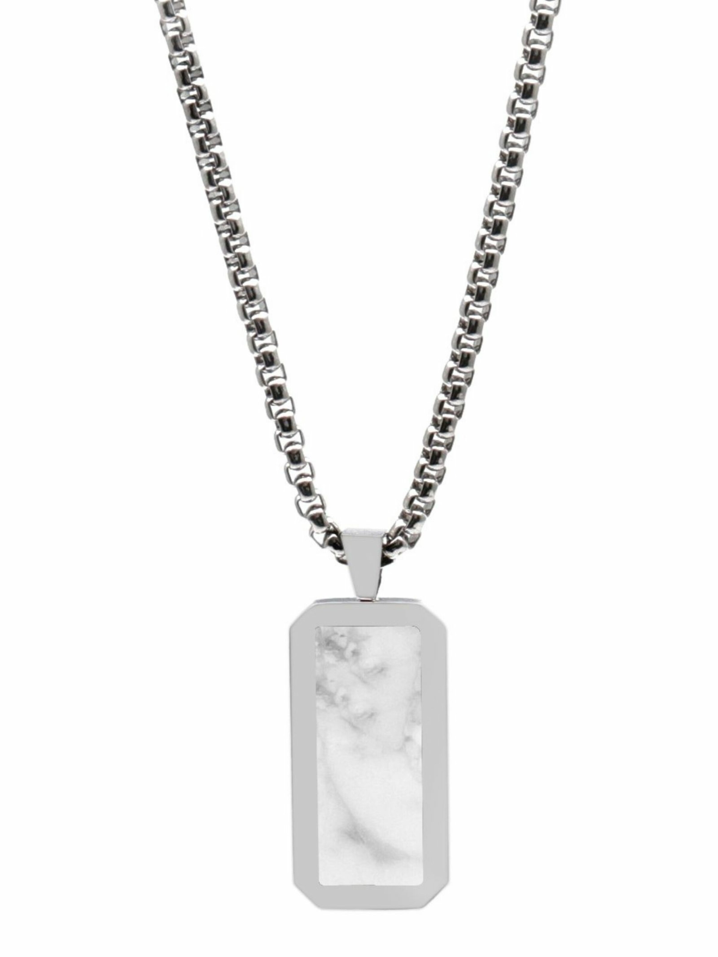 Chaîne 'Rectangle Pendant' GT Collection en blanc : devant