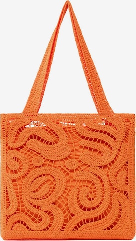 PINKO Handbag 'PINKO SHOPPER CROCHET GEOMETRICO BORSA' in Orange: front