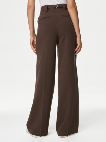 Marks & Spencer Wide Leg Bügelfaltenhose in Braun