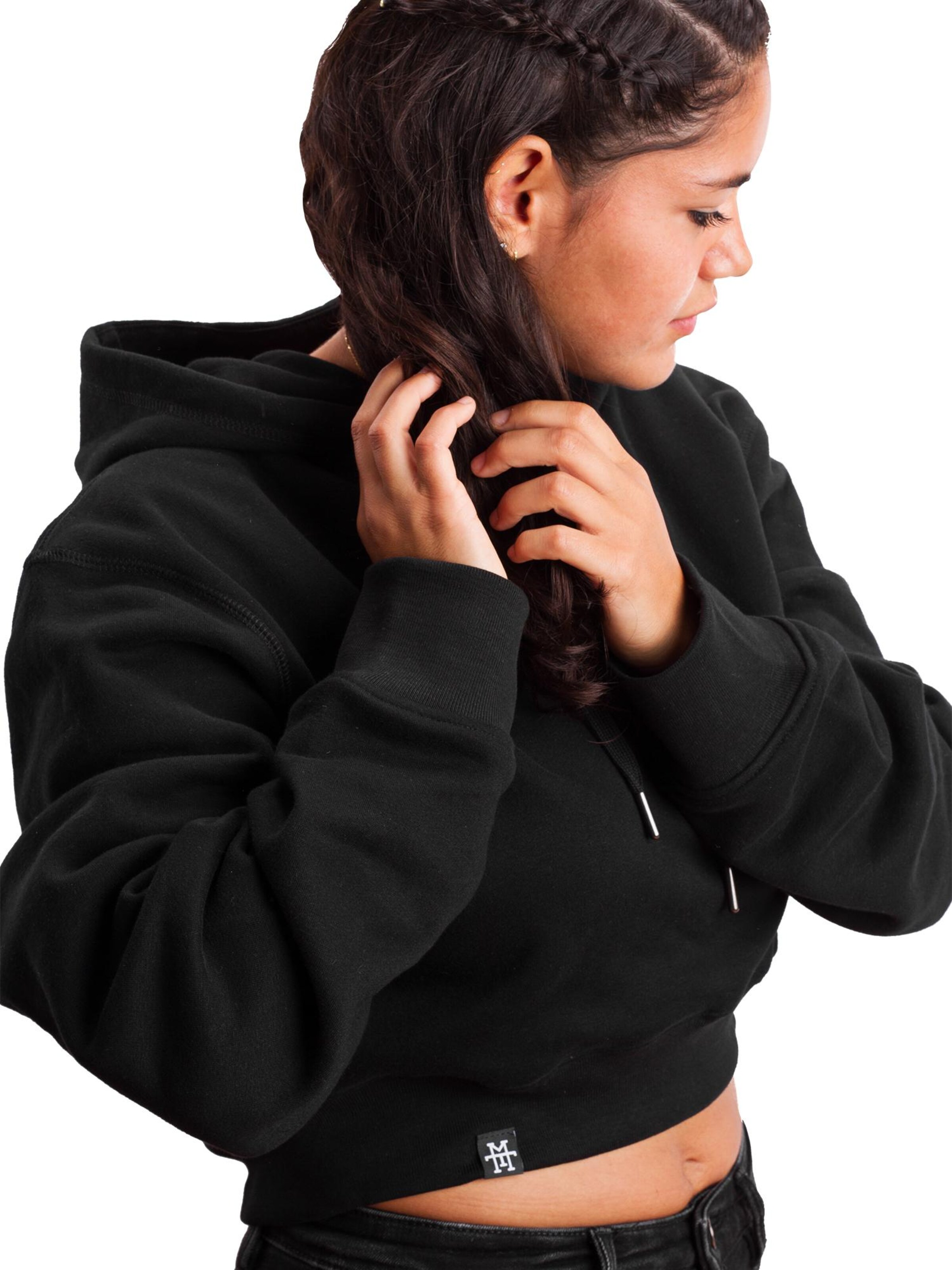 Manufaktur13 Sweatshirt 'Crop Hoodie' in Black