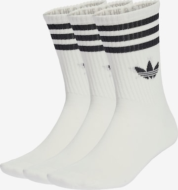 ADIDAS ORIGINALS Къси чорапи '3-Stripes Crew 3 Pairs' в бяло: отпред