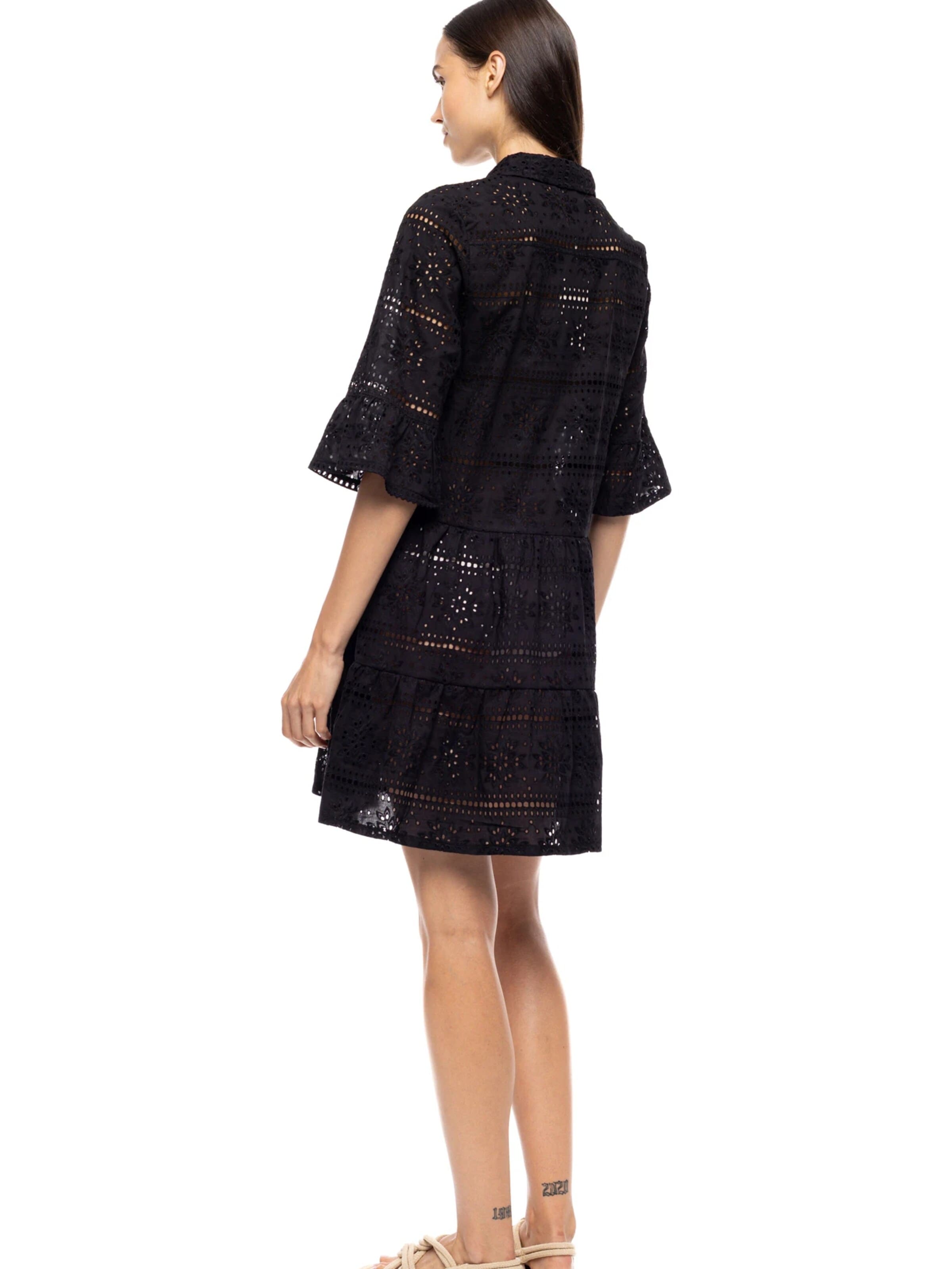 Pink Label Sommerkleid 'BEACHWEAR FLOWER EMBRODERY'‌‌‌‌‌‌‌ in Schwarz