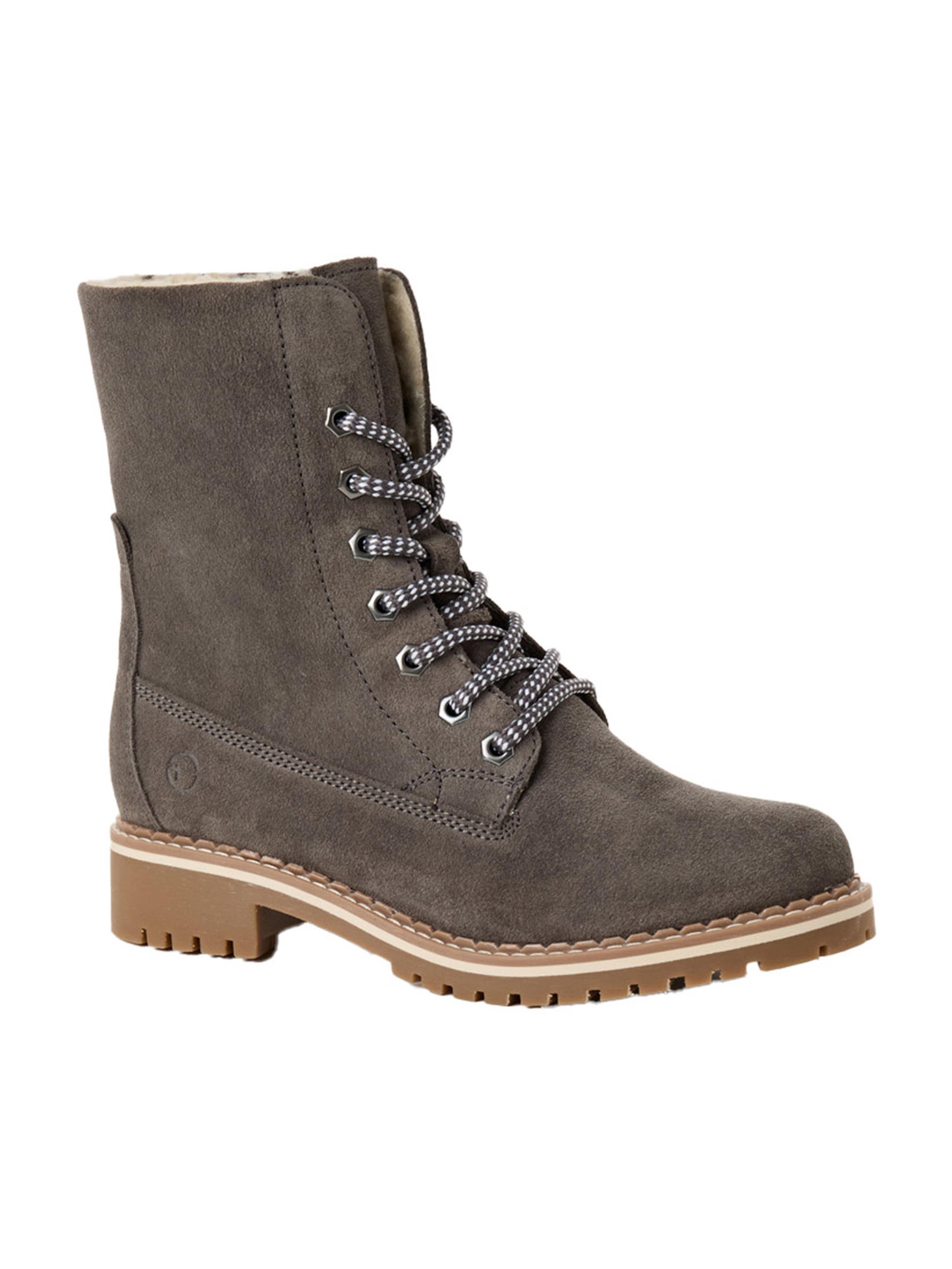 Tamaris Lace-Up Ankle Boots in Grey: front
