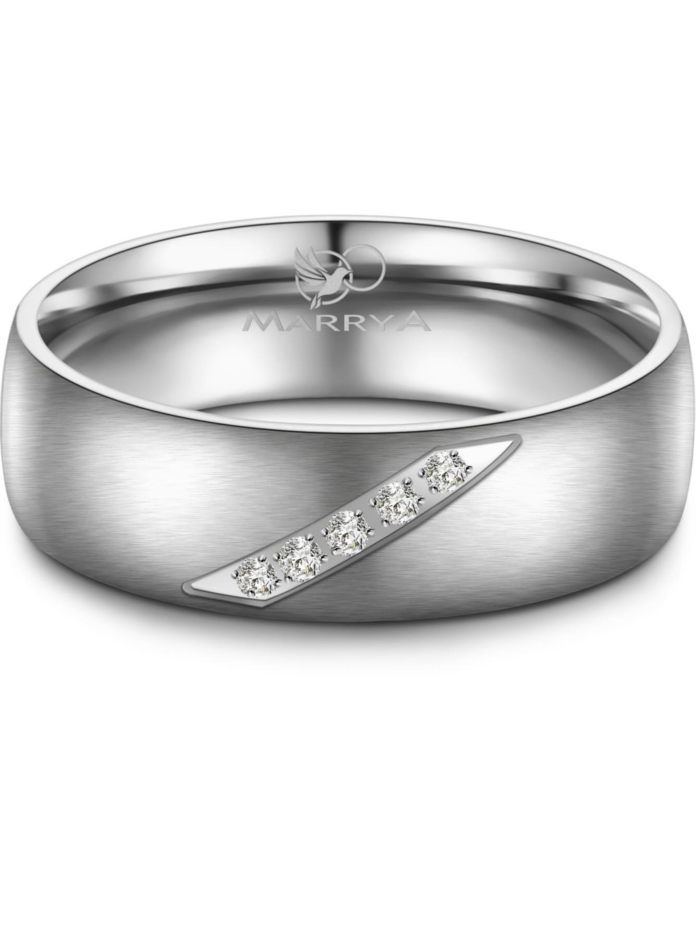 MARRYA Ring 'MARRYA ES-04 Ehering aus Edelstahl – Silberfarben' in White