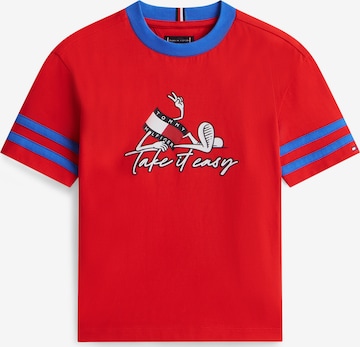 T-Shirt 'TAKE IT EASY' TOMMY HILFIGER en rouge : devant