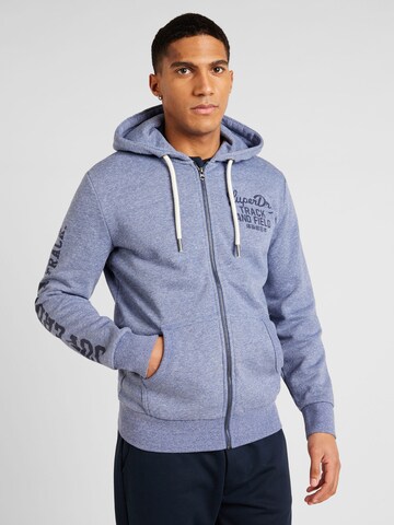 Superdry Zip-Up Hoodie 'Athletic' in Blue: front