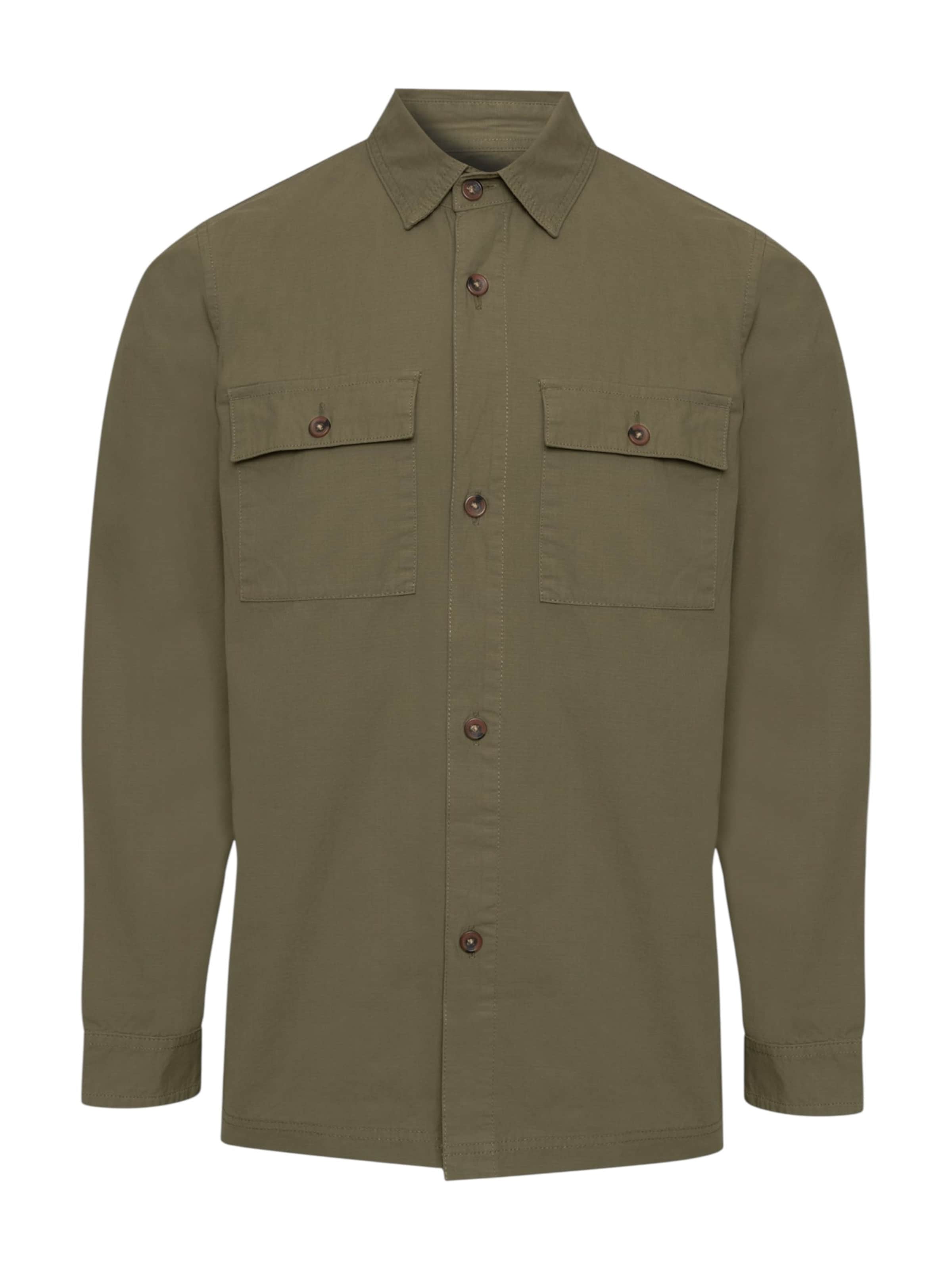 Threadbare Regular Fit Hemdjacke 'Ministry' in Grün: Vorderseite