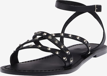 Pull&Bear Páskové sandály – černá: přední strana