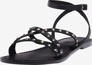 Pull&Bear Strap Sandals in Black: front