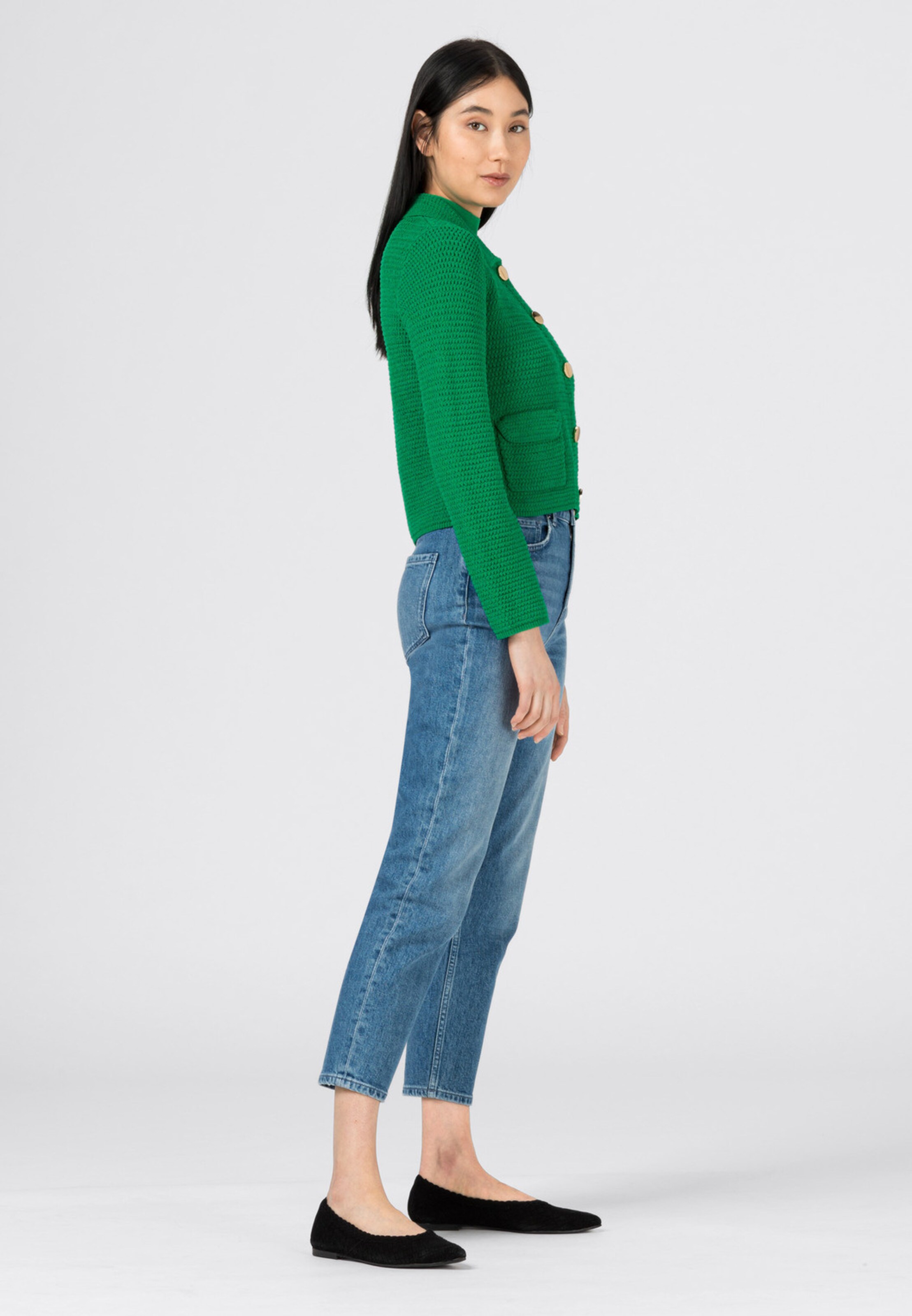 Frauen Große Größen HALLHUBER Strickjacke in Grün - FT23550 Frauen Große Größen HALLHUBER Strickjacke in Grün - FT23550
