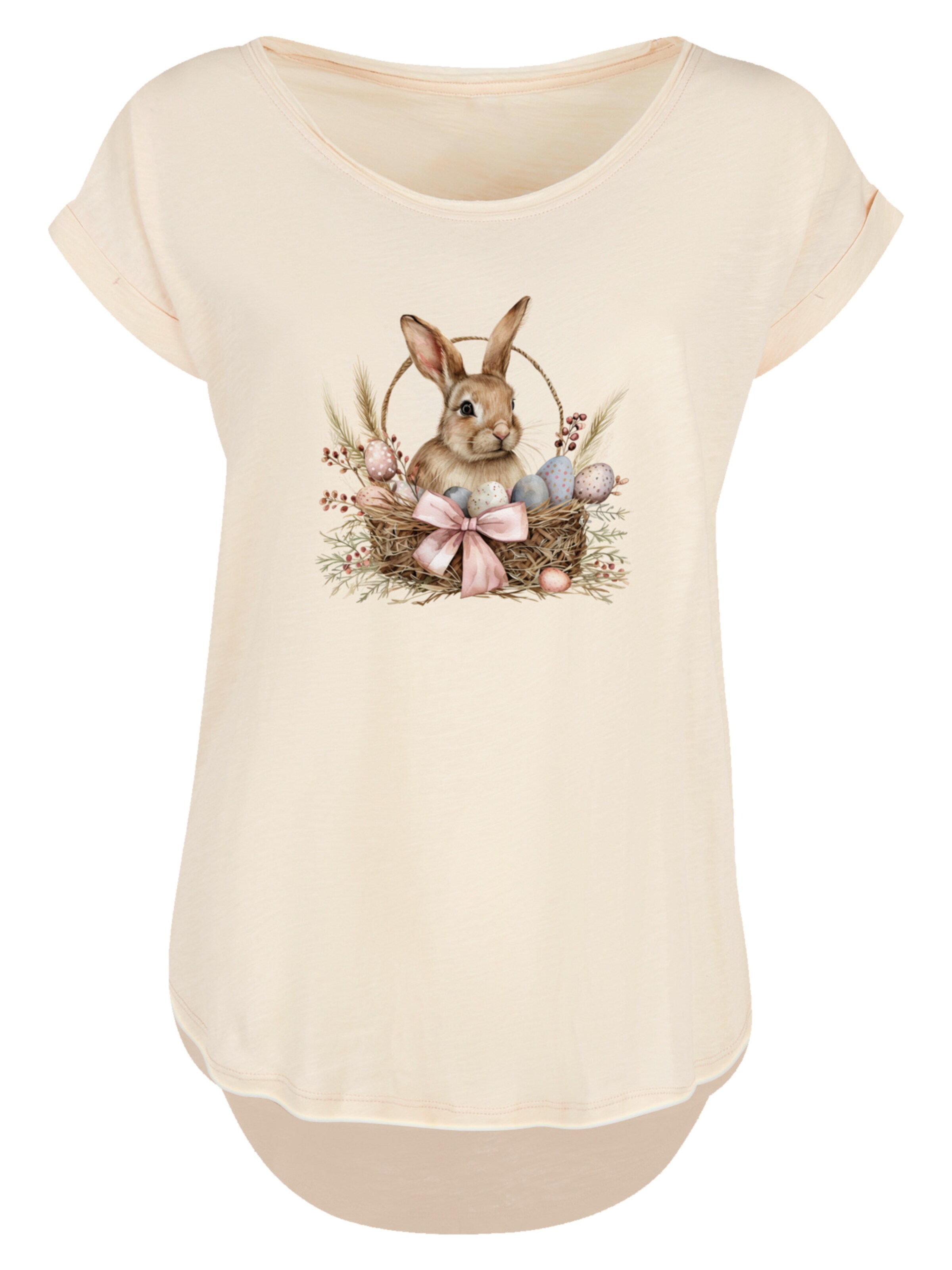 F4NT4STIC T-Shirt 'Osterhasen Korb Dekor' in Beige: Vorderseite