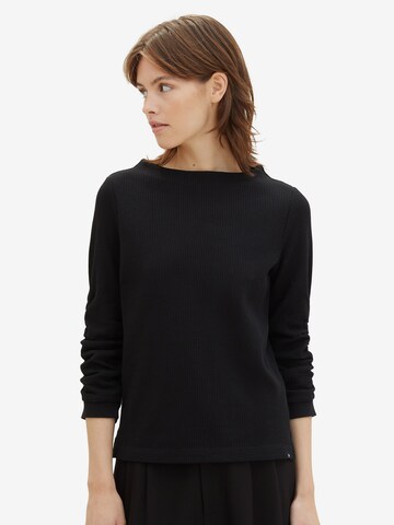 Sweat-shirt TOM TAILOR DENIM en noir : devant