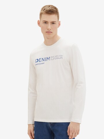 T-Shirt TOM TAILOR DENIM en blanc : devant