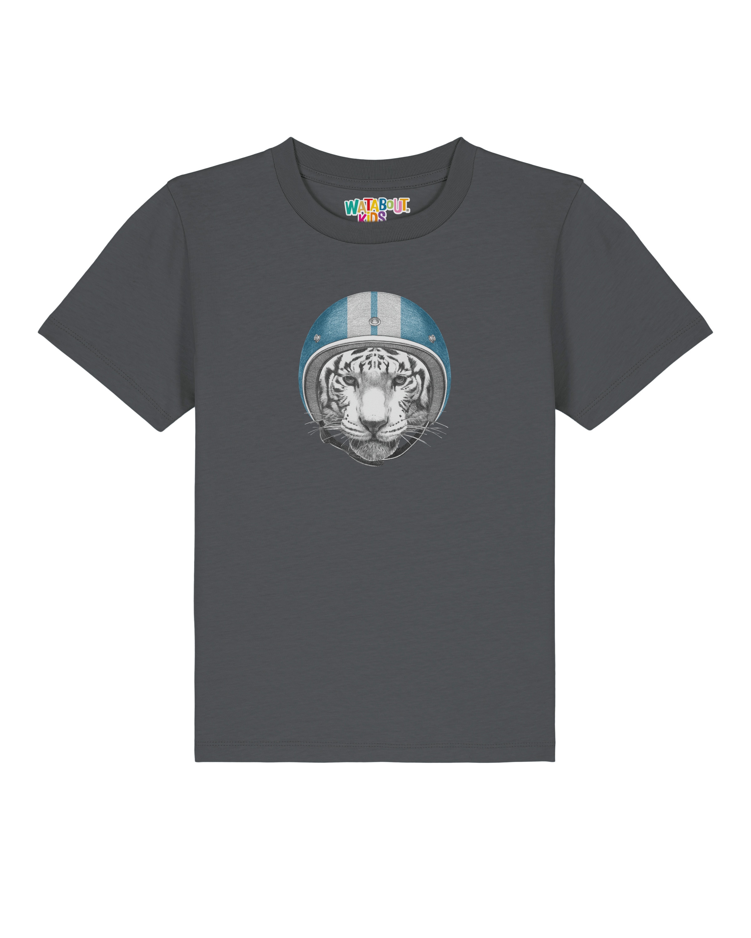 watabout.kids Shirt 'Racing Tiger' in Grijs: voorkant