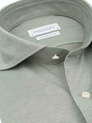 Profuomo Slim fit Button Up Shirt 'Japanese Knitted' in Green