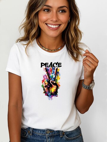 RMK Shirt 'Peace' in Weiß