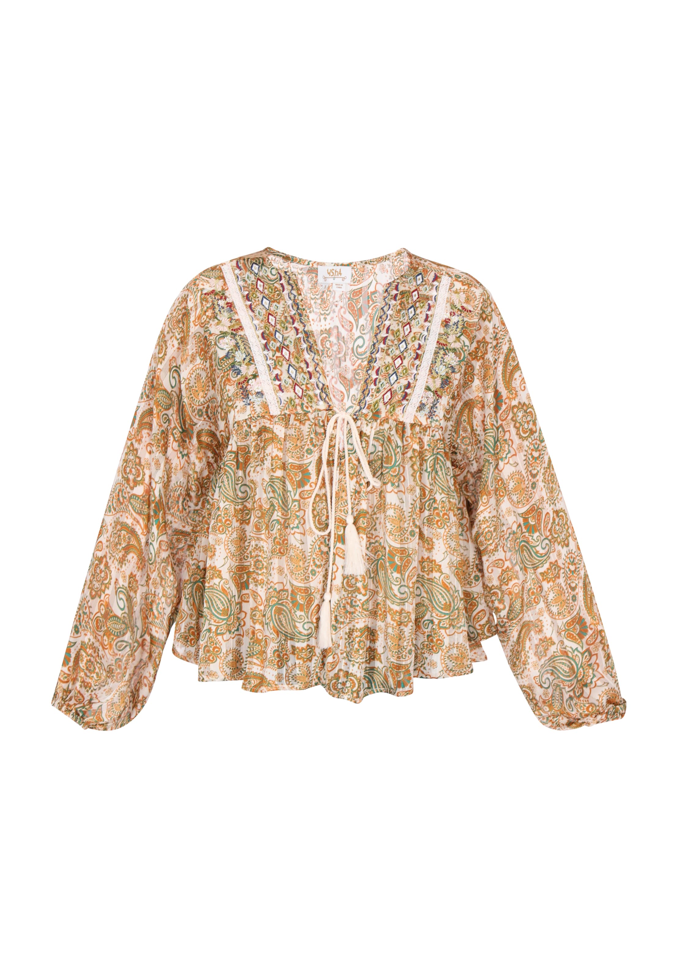 bēšs usha FESTIVAL Blūze 'Folklore': no priekšpuses