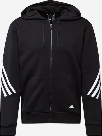 ADIDAS SPORTSWEAR Athletic Zip-Up Hoodie in Black: front