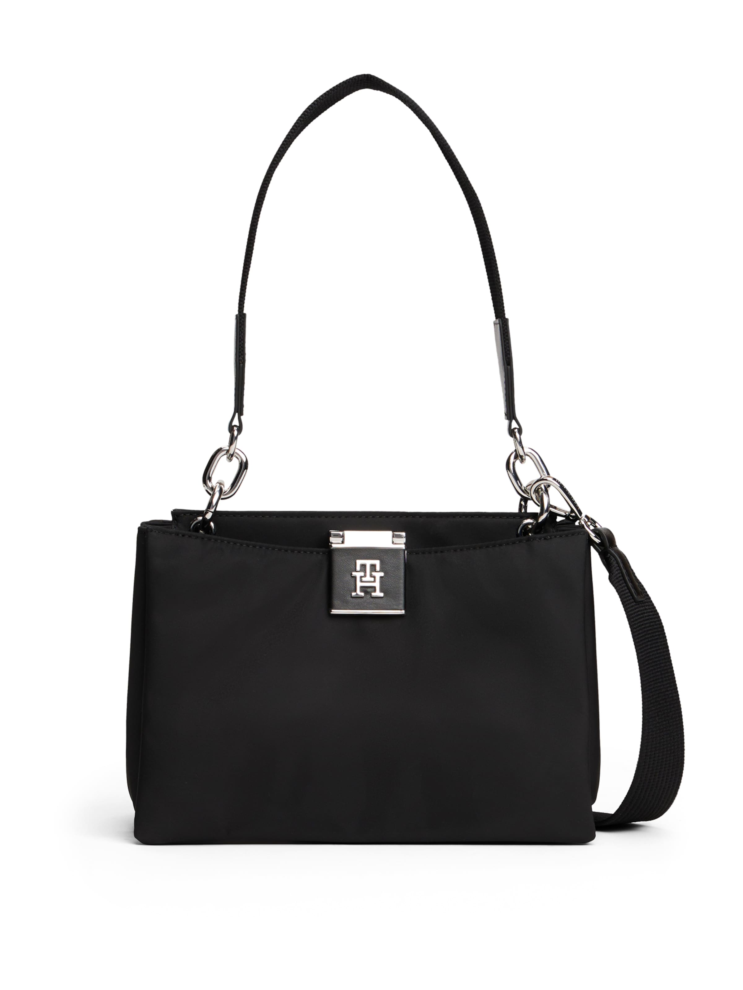 melns TOMMY HILFIGER Pleca soma: no priekšpuses