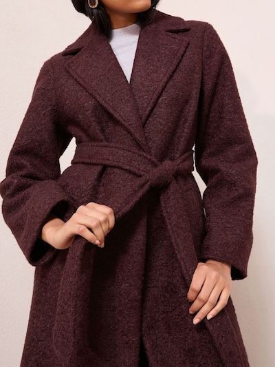 Friends Like These Friends Like These Wrap Belted Boucle Textured Midi Coat Regular Regular Fit in burgunder, Produktansicht