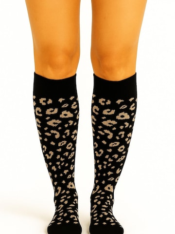 Lycille Knee High Socks 'Kniestrümpfe 1 Paar moderne Baumwollkniestrümpfe 37/41 für Frauen mit Tiermuster' in Black: front