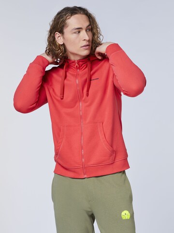 CHIEMSEE Athletic Zip-Up Hoodie in Red: front