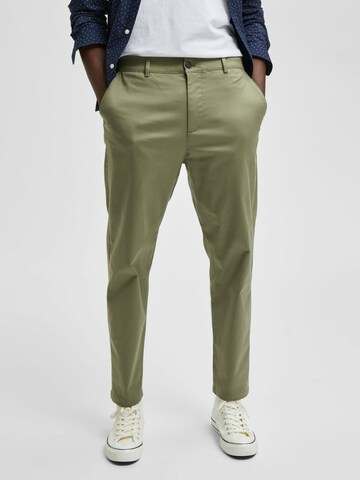 SELECTED HOMME - Slimfit Pantalón chino 'Repton' en verde: frente