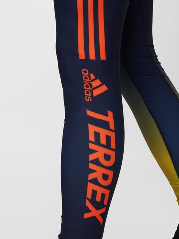 ADIDAS TERREX Skinny Spodnie sportowe 'Agravic Xc Race' w kolorze niebieski