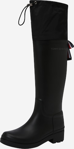 TOMMY HILFIGER Rubber Boots in Black: front