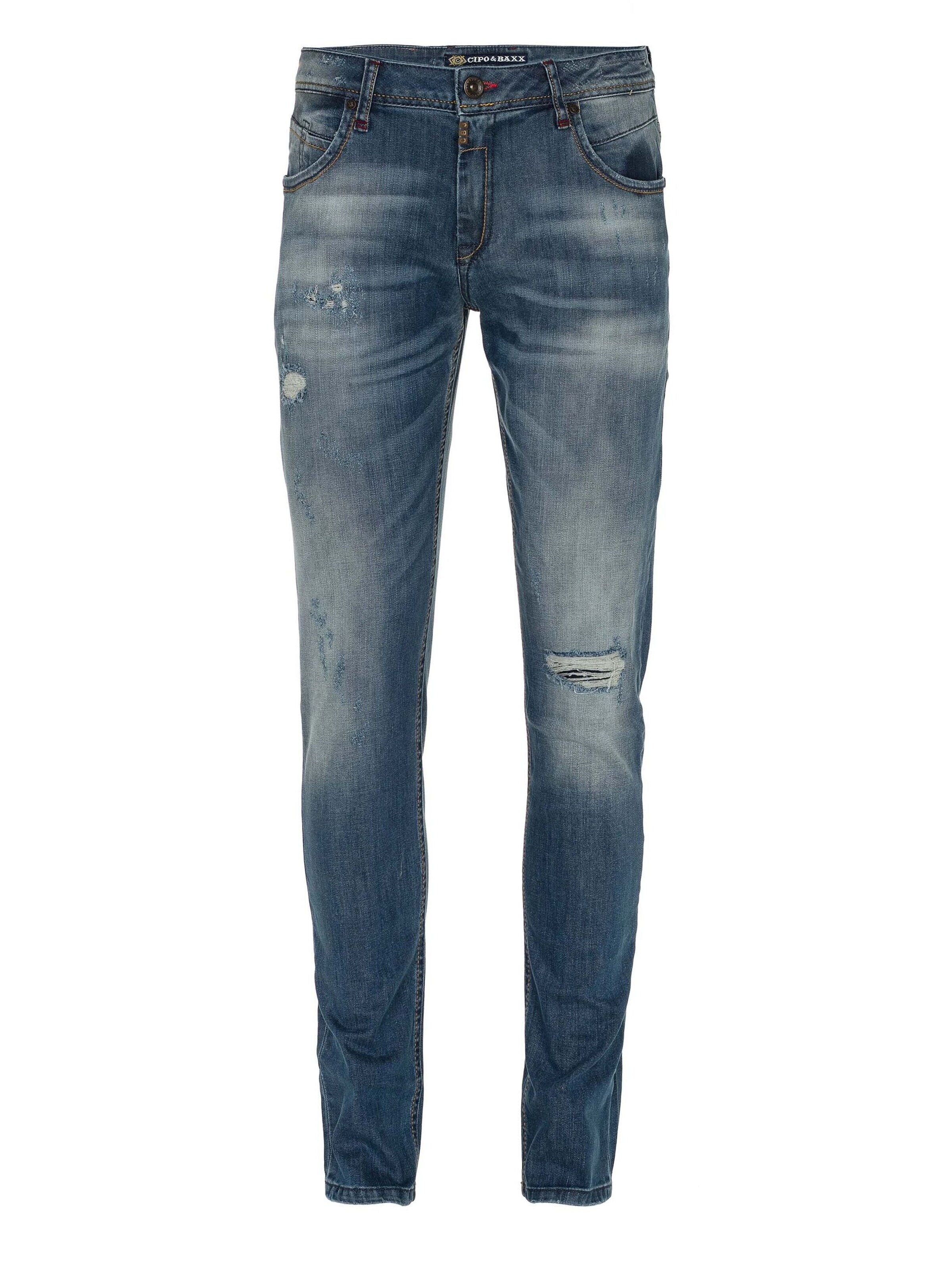 Coupe slim Jean CIPO & BAXX en bleu : devant