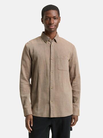 TOM TAILOR DENIM Regular fit Button Up Shirt in Brown