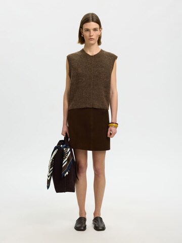 SELECTED Strikvest 'SLFLulu' i brun