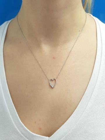 EinStein Diamant Pendant 'Halskette mit Tria-Diamant Herz Anhänger mit Kette in 14 Karat Weißgold' in White