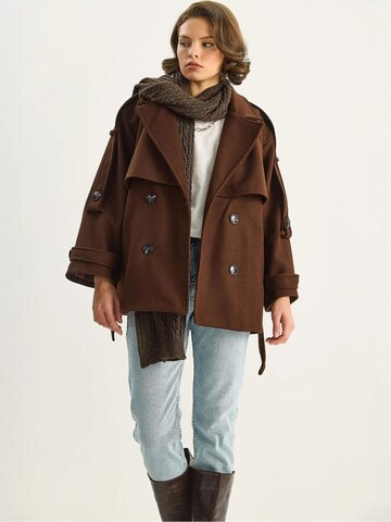 Bianco Lucci Between-Seasons Coat in Brown