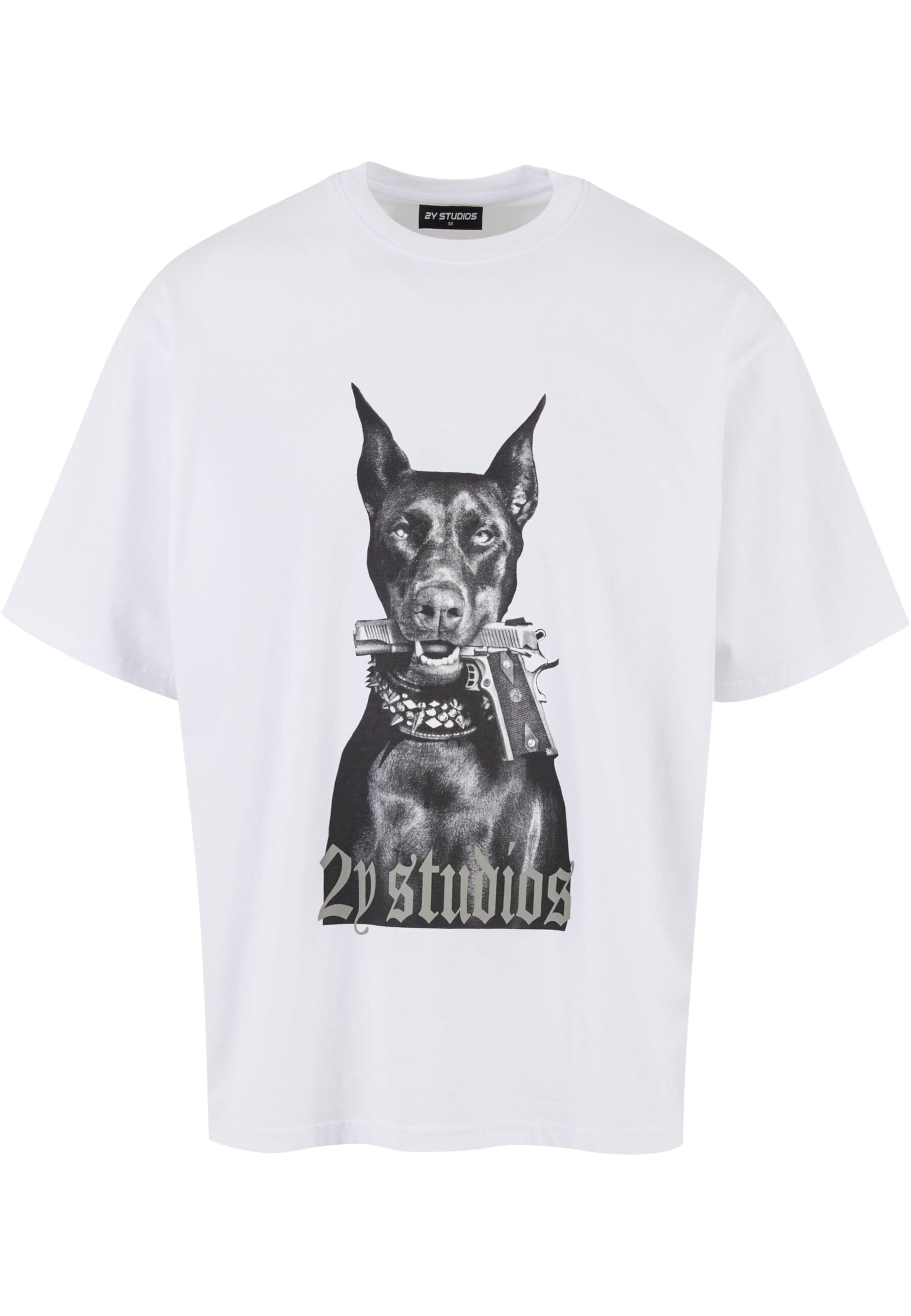 2Y Studios Shirt 'Doberman' in Wit: voorkant