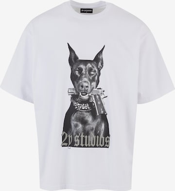 2Y Studios T-Shirt 'Doberman' in Weiß: predná strana