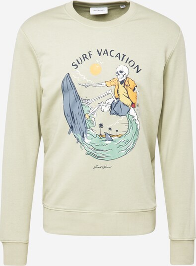JACK & JONES Sweatshirt 'ZION' in de kleur Smoky blue / Geel / Pastelgroen / Wit, Productweergave