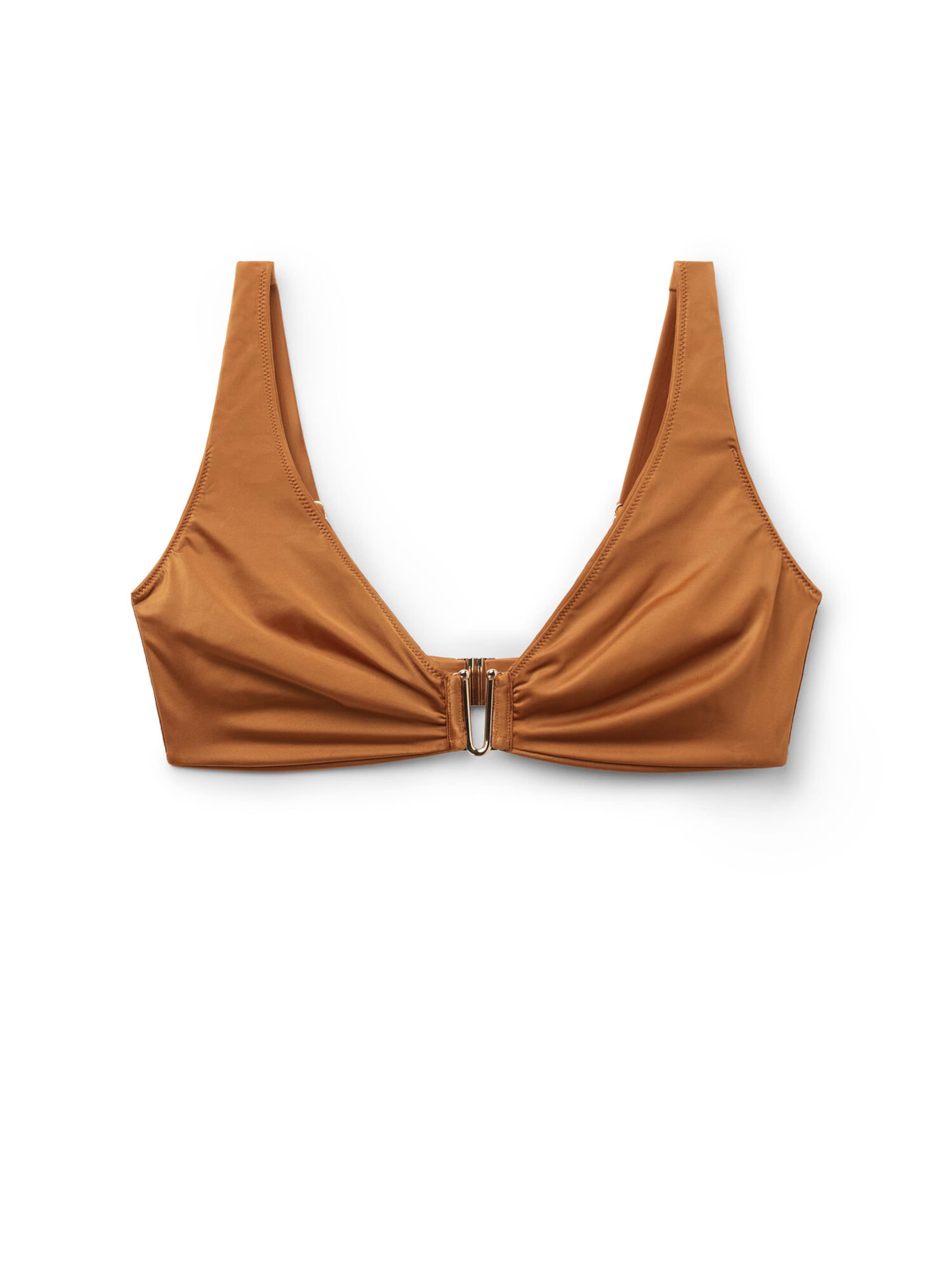 CALZEDONIA Bikini Top 'Shiny Satin' in Brown: front